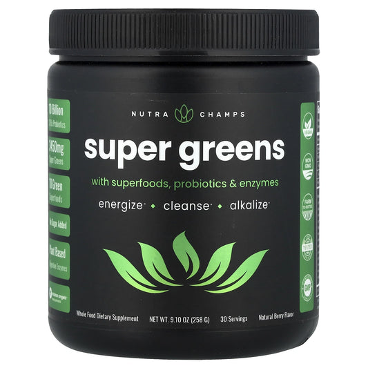 Super Greens with Superfoods, Probiotics & Enzymes Natural Berry 9.10 oz / 258g