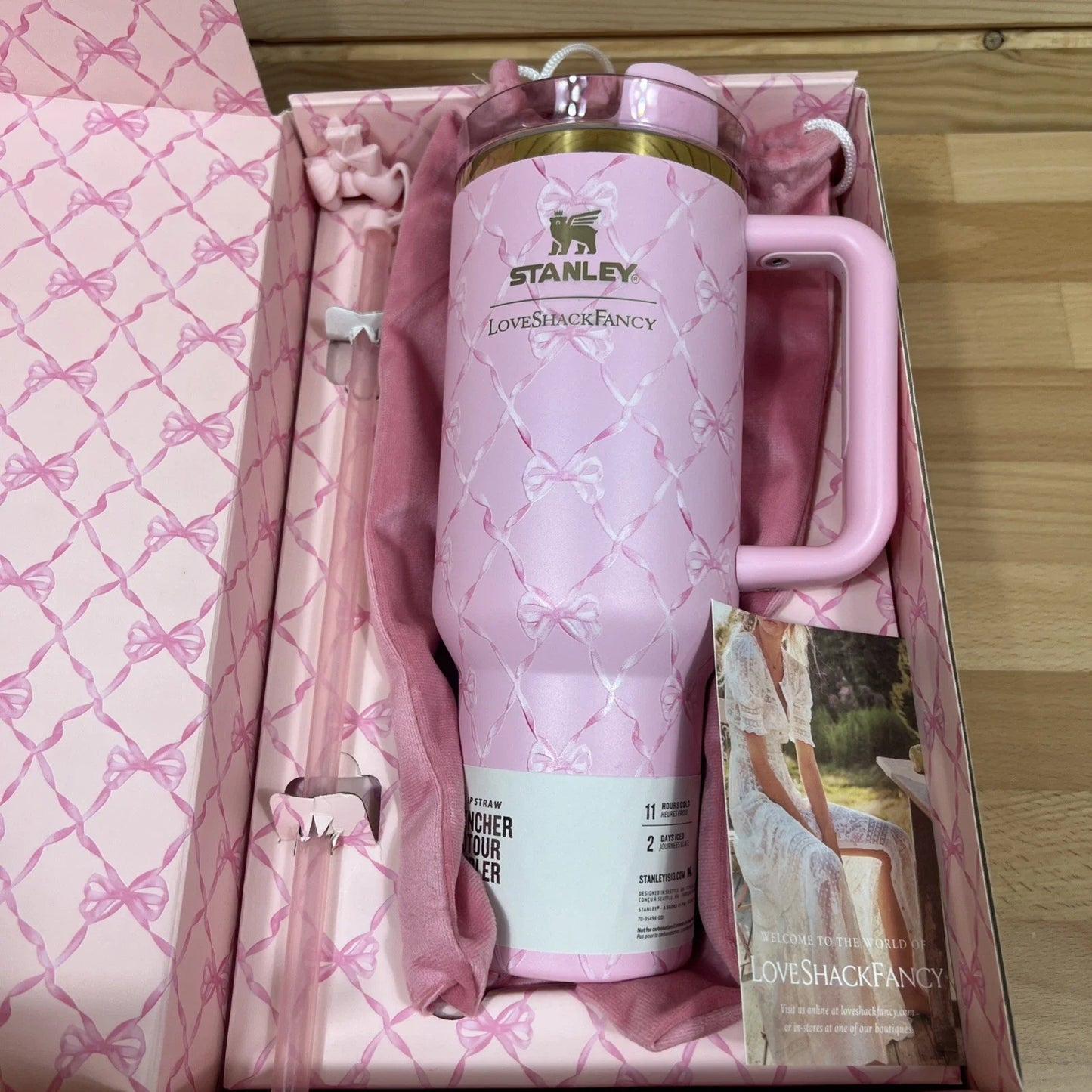 Stanley 1913 x Love Shack Fancy Baby Bow Pink Peppermint 40oz Holiday Quencher