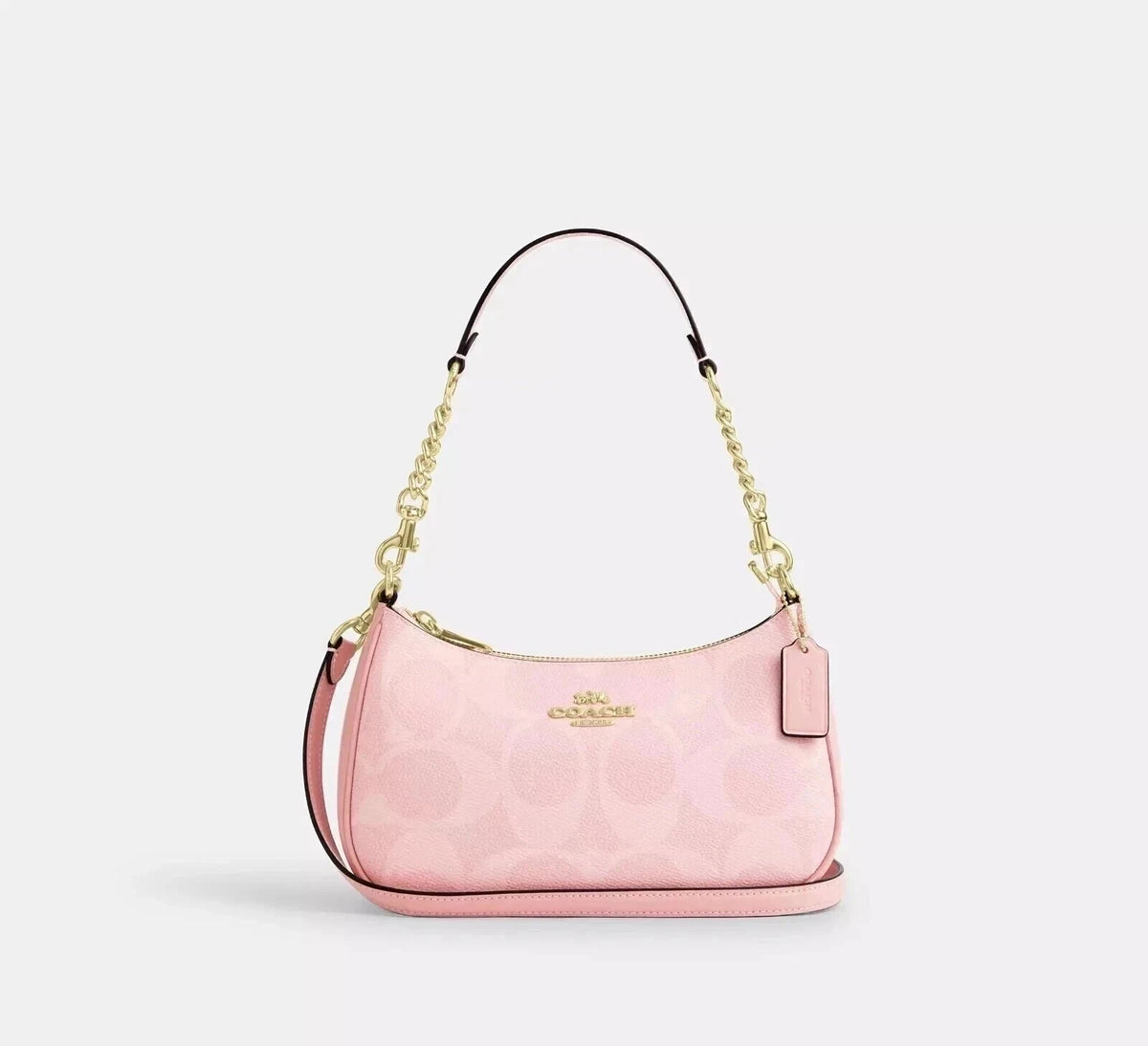 COACH Teri Shoulder Bag Signature Canvas Gold/Powder Pink CAL51 New