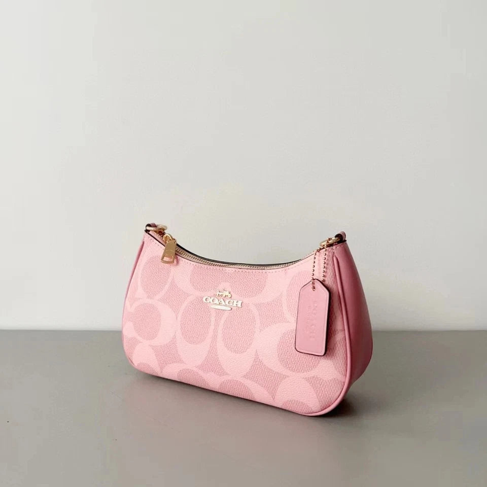 COACH Teri Shoulder Bag Signature Canvas Gold/Powder Pink CAL51 New